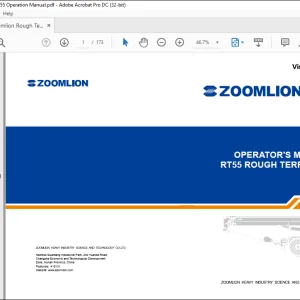 Zoomlion RT55 Rough Terrain Crane Operator's Manual - PDF DOWNLOAD