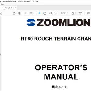 Zoomlion RT60 Rough Terrain Crane Operator's Manual - PDF DOWNLOAD
