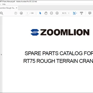 Zoomlion RT75 Rough Terrain Crane Parts Catalog Manual - PDF DOWNLOAD