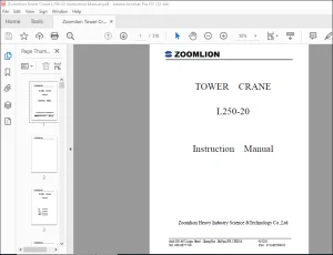 Zoomlion Tower Crane L250-20 Instruction Manual - PDF DOWNLOAD