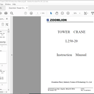 Zoomlion Tower Crane L250-20 Instruction Manual - PDF DOWNLOAD