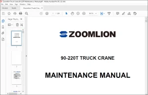 Zoomlion Truck Crane 90-220T Maintenance Manual - PDF DOWNLOAD