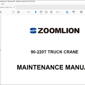 Zoomlion Truck Crane 90-220T Maintenance Manual - PDF DOWNLOAD
