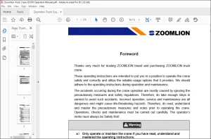 Zoomlion Truck Crane QY30V Operator's Manual - PDF DOWNLOAD