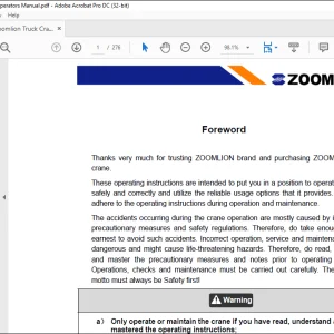 Zoomlion Truck Crane QY30V Operator's Manual - PDF DOWNLOAD