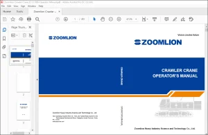 Zoomlion ZCC1100H Crawler Crane Operator's Manual - PDF DOWNLOAD