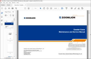 Zoomlion ZCC800H Crawler Crane Maintenance & Service Manual - PDF DOWNLOAD