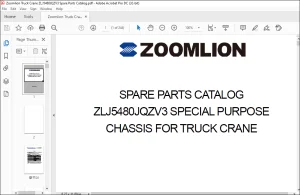 Zoomlion ZLJ5480JQZV3 SPECIAL PURPOSE Chassis Truck Crane Parts Catalog Manual - PDF DOWNLOAD