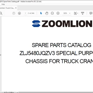 Zoomlion ZLJ5480JQZV3 SPECIAL PURPOSE Chassis Truck Crane Parts Catalog Manual - PDF DOWNLOAD