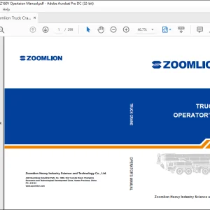 Zoomlion ZLJ5580JQZ160V Truck Crane Operator's Manual - PDF DOWNLOAD