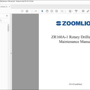Zoomlion ZR160A-1 Rotary Drilling Rig Maintenance Manual - PDF DOWNLOAD