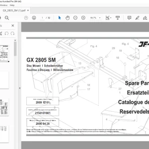 JF STOLL GX 2805 SM Disc Mower Parts Manual PDF DOWNLOAD