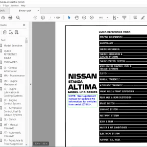 1995 NISSAN STANZA ALTIMA U13 Series Service Manual PDF DOWNLOAD