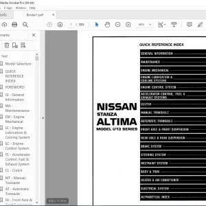 1996 NISSAN STANZA ALTIMA U13 Series Service Manual PDF DOWNLOAD