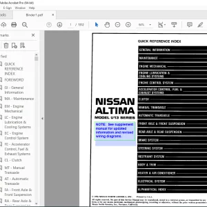 1997 NISSAN ALTIMA U13 Series Service Manual PDF DOWNLOAD