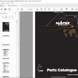 HANIX H08B Mini Excavators Parts Manual PDF DOWNLOAD