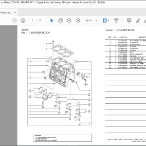 AMMAN Pneumatic Tyred Roller ET - Liste zu Motor 3TNV76 - NAMM AV1 - 2 Spare Parts List Manual -  PDF DOWNLOAD