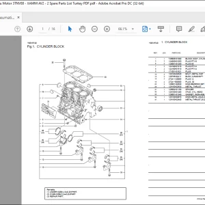 AMMANN Pneumatic Tyred Roller ET - Liste zu Motor 3TNV88 - XAMM AV2 - 2 Spare Parts List Manual - PDF DOWNLOAD