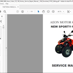 Aeon Cobra New Sporty 125 180 Factory Service Repair Manual - PDF DOWNLOAD