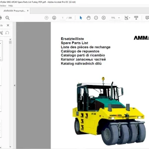 Ammann Pneumatic Tyred Roller AP 240 Cummins Spare Parts List Manual SN 924 - PDF DOWNLOAD