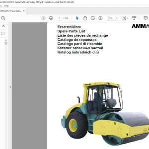 Ammann Pneumatic Tyred Roller ASC 110 Cummins Spare Parts List Manual SN 555 - PDF DOWNLOAD