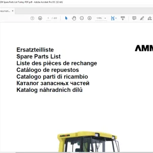 Ammann Pneumatic Tyred Roller ASC 200 Cummins Spare Parts List Manual - PDF DOWNLOAD