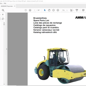 Ammann Pneumatic Tyred Roller ASC 250 Cummins Spare Parts List Manual - PDF DOWNLOAD