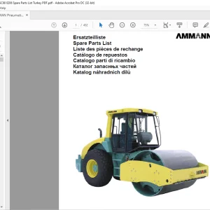 Ammann Pneumatic Tyred Roller ASC 90 Cummins Spare Parts List Manual SN98 - PDF DOWNLOAD