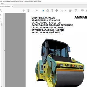 Ammann Pneumatic Tyred Roller AV 110 X Cummins Spare Parts List Manual - PDF DOWNLOAD