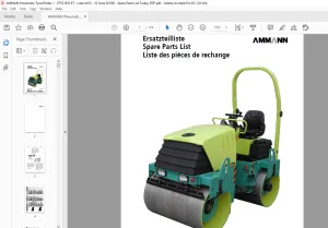 Ammann Pneumatic Tyred Roller AV23-2, AV26-2, AV32-2, AV23-2K, AV26-2K, AV32-2K Yanmar Spare Parts List Manual SN 20’000 - PDF DOWNLOAD