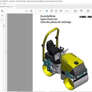 Ammann Pneumatic Tyred Roller AV23-2, AV26-2 Seitenfrei (sf) Yanmar Spare Parts List Manual SN20’000  -  PDF DOWNLOAD