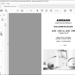 Ammann Pnömatik Lastikli Silindir ASC 110 ve ASC 150 Cummins Tier II VİBRASYONLU SİLİNDİR MOTOR CUMMINS TIER II KULLANIM KILAVUZU - PDF DOWNLOAD (Turkish)