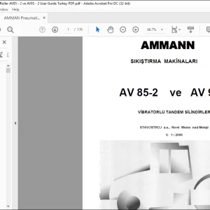 Ammann Pnömatik Lastikli Silindir AV 85-2 ve AV 95-2 SIKIŞTIRMA MAKİNALARI VİBRATÖRLÜ TANDEM SİLİNDİRLER KULLANIM KILAVUZU - PDF DOWNLOAD (Turkish)