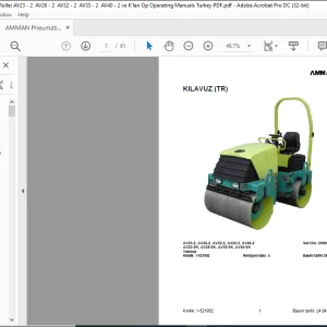 Ammann Pnömatik Lastikli Silindir KILAVUZ (TR) AV23-2, AV26-2, AV32-2, AV33-2, AV40-2 AV23-2K, AV26-2K, AV32-2K, AV40-2K Yanmar Kullanım kılavuzu  - PDF DOWNLOAD (Turkish)