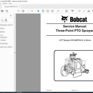 BOBCAT 3 PT Sprayer Three-Point PTO Sprayer Service Manual SN ABKT00101 PDF DOWNLOAD