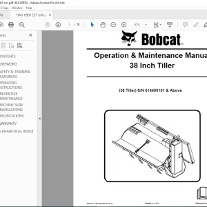 BOBCAT 38 Inch Tiller Operation & Maintenance Manual SN 614400101 PDF DOWNLOAD