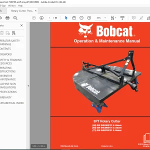 BOBCAT 3PT Rotary Cutter 48 60 72 Operation & Maintenance Manual 7383796 PDF DOWNLOAD