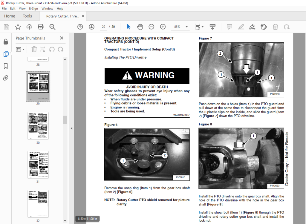 BOBCAT 3PT Rotary Cutter 48 60 72 Operation & Maintenance Manual