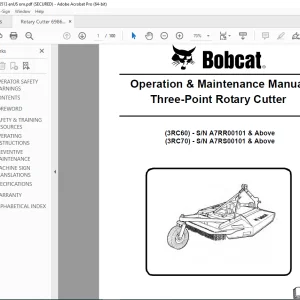 BOBCAT 3RC60 3RC70 Three-Point Rotary Cutter Operation & Maintenance Manual 6986513 PDF DOWNLOAD