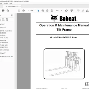 BOBCAT 48 inch Tilt-Frame Operation & Maintenance Manual SN A85W00101 PDF DOWNLOAD