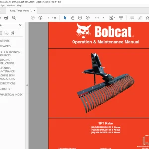 BOBCAT 60 72 84 3PT RAKE Operation & Maintenance Manual 7383793 PDF DOWNLOAD