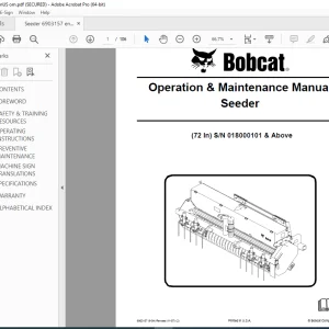 BOBCAT 72 In Seeder Operation & Maintenance Manual SN 018000101 PDF DOWNLOAD