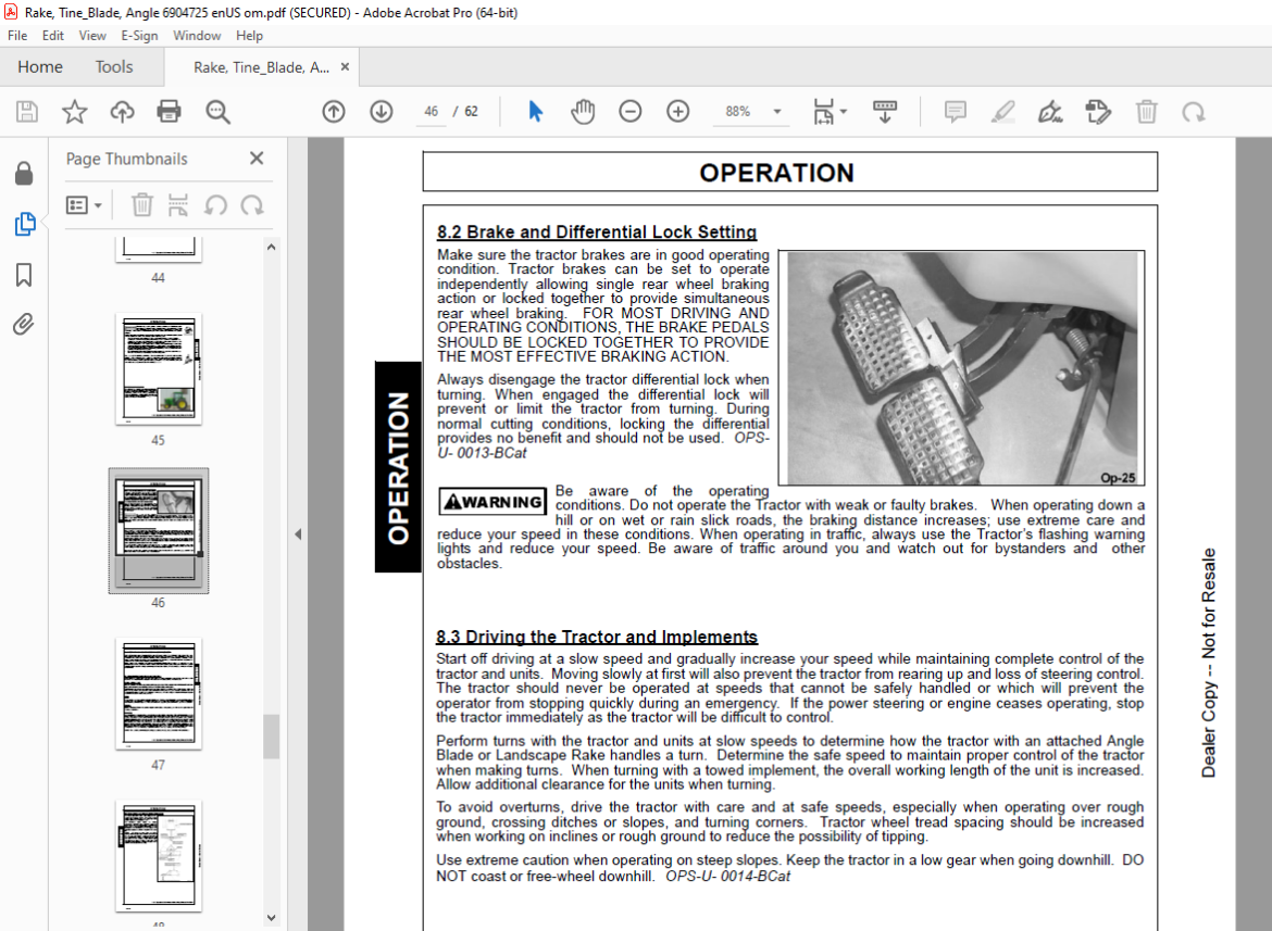 Bobcat Angle Blade Tine Rake Operation Maintenance Manual Pdf Download