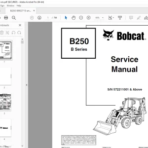 BOBCAT B250 B Series SN 572211001 Service Manual PDF DOWNLOAD