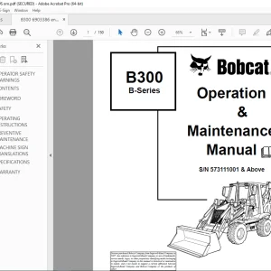 BOBCAT B300 B-Series Backhoe loader Operation & Maintenance Manual SN 573111001 PDF DOWNLOAD