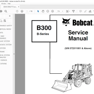 BOBCAT B300 B-Series SN 572311001 Service Manual PDF DOWNLOAD