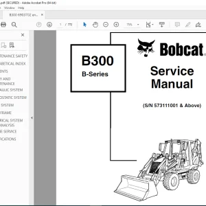 BOBCAT B300 B-Series loader Service Manual SN 573111001 PDF DOWNLOAD