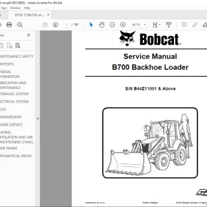 BOBCAT B700 Backhoe Loader  Service Manual  SN B44Z11001 PDF DOWNLOAD