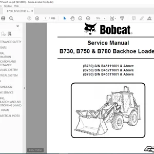 BOBCAT B730 B750 B780 Backhoe Loader Service Manual PDF DOWNLOAD