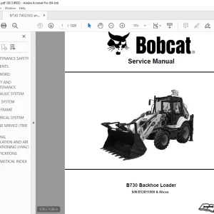 BOBCAT B730 Backhoe Loader Service Manual SN B53R11000 PDF DOWNLOAD